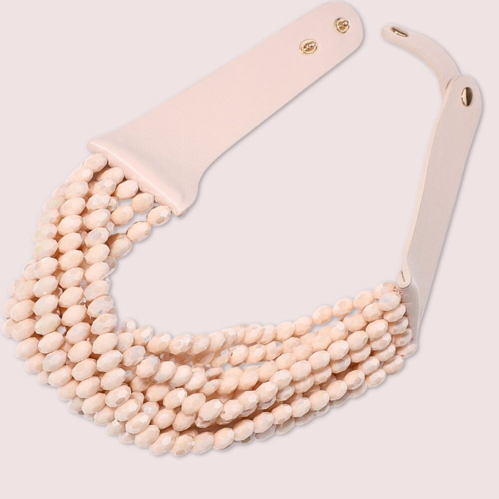 NEW Stunning Faceted Beaded 7-Strand Bib Statement Necklace Gray Pink Blue NWT - Picture 10 of 15